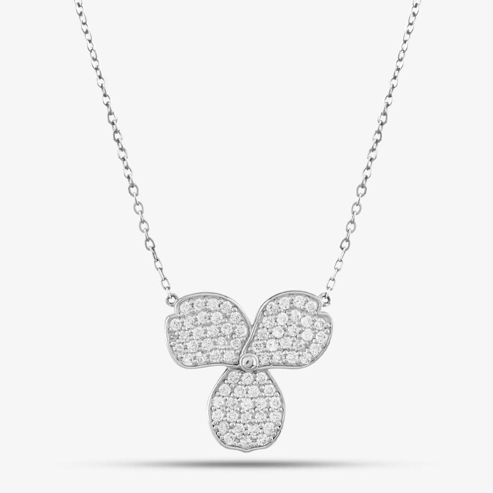 Pre-Owned Platinum 1.00ct Brilliant Cut Diamond Triple Pear Cluster Pendant & 16-18 Inch Trace Chain 43141052