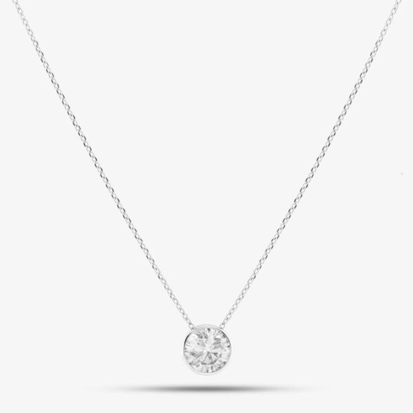 Pre-Owned 18ct White Gold 0.74ct Brilliant Cut Diamond Pendant & 16-18 Inch Trace Chain 43141144