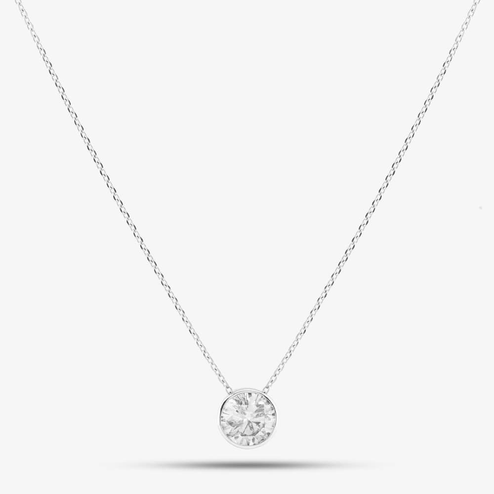 Pre-Owned 18ct White Gold 0.74ct Brilliant Cut Diamond Pendant & 16-18 Inch Trace Chain 43141144