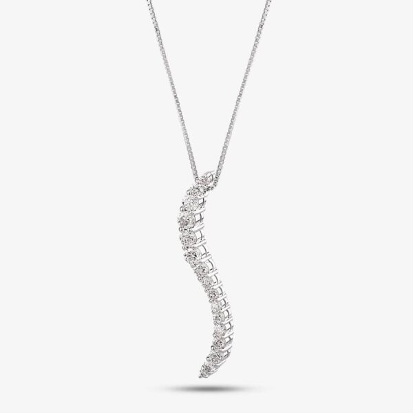 Pre-Owned 18ct White Gold 1.00ct Brilliant Cut Diamond Pendant & 18 Inch Box Chain 4314114