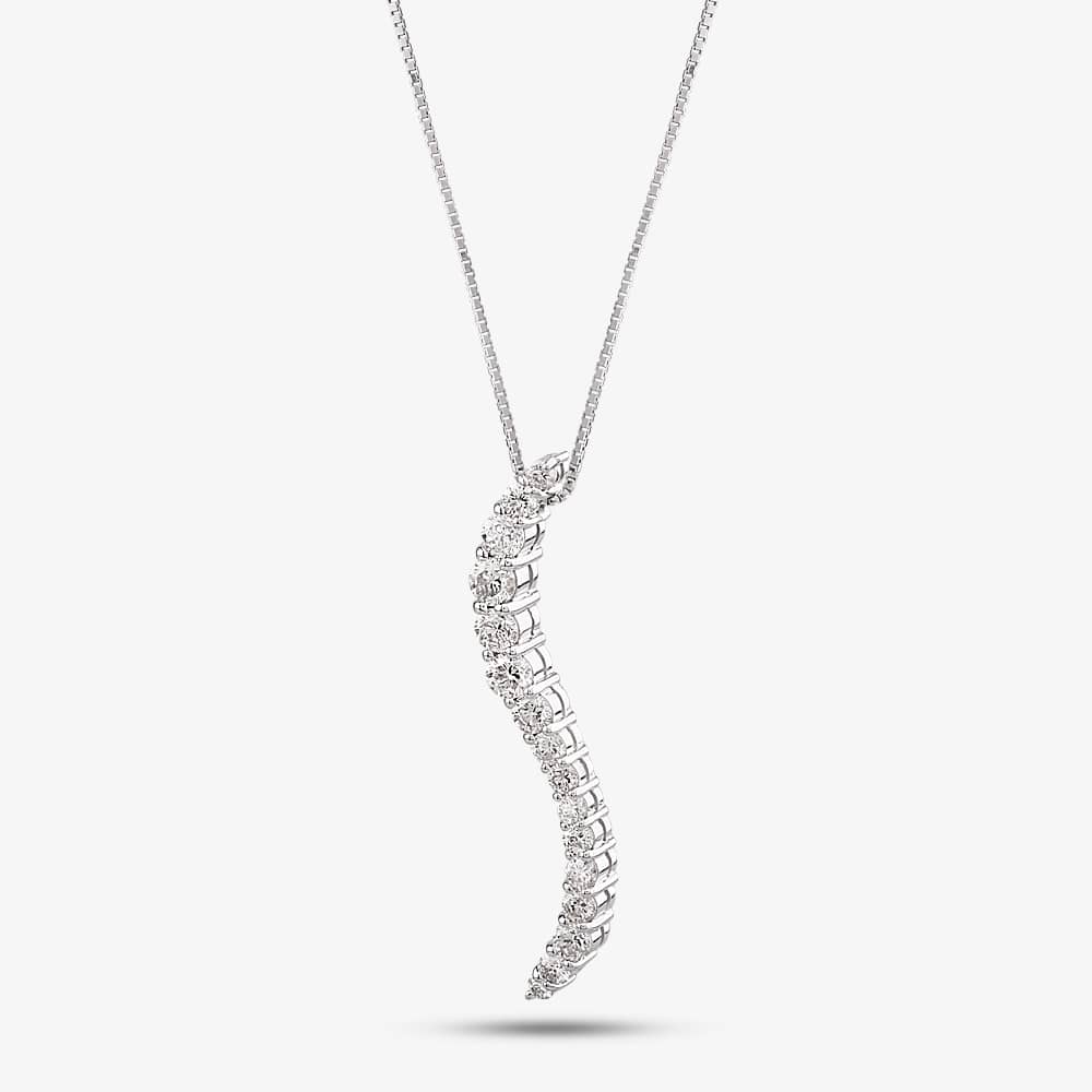 Pre-Owned 18ct White Gold 1.00ct Brilliant Cut Diamond Pendant & 18 Inch Box Chain 4314114
