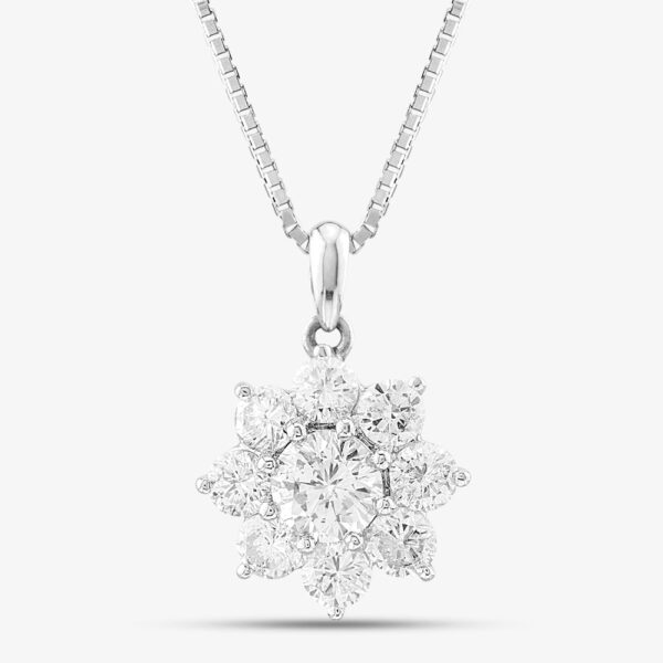 Pre-Owned Platinum 2.10ct Brilliant Cut Diamond Round Pendant & 16 Inch Box Chain 43141180
