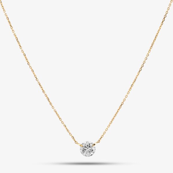Pre-Owned 18ct Yellow Gold 0.71ct Brilliant Cut Diamond Floating Single Stone Pendant & 16-18 Inch Trace Chain 43141216