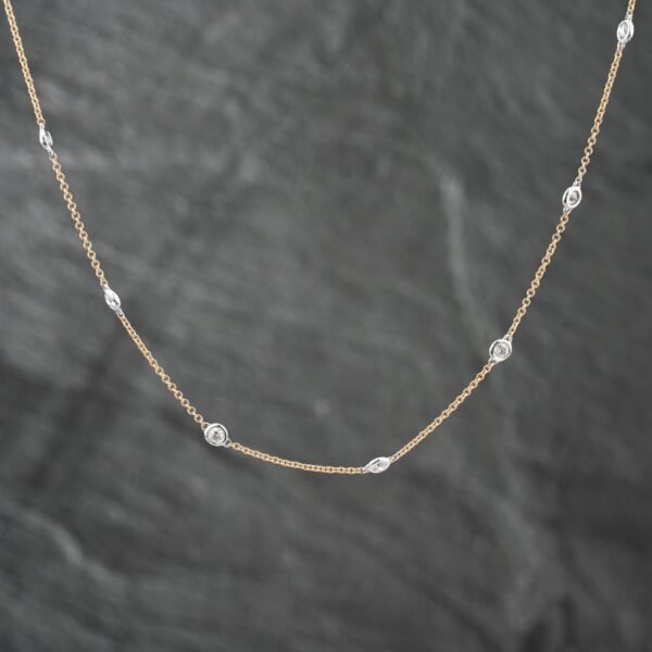 Pre-Owned 14ct Yellow Gold 0.96ct Brilliant Cut Diamond Set 16-18 Inch Trace 43141217