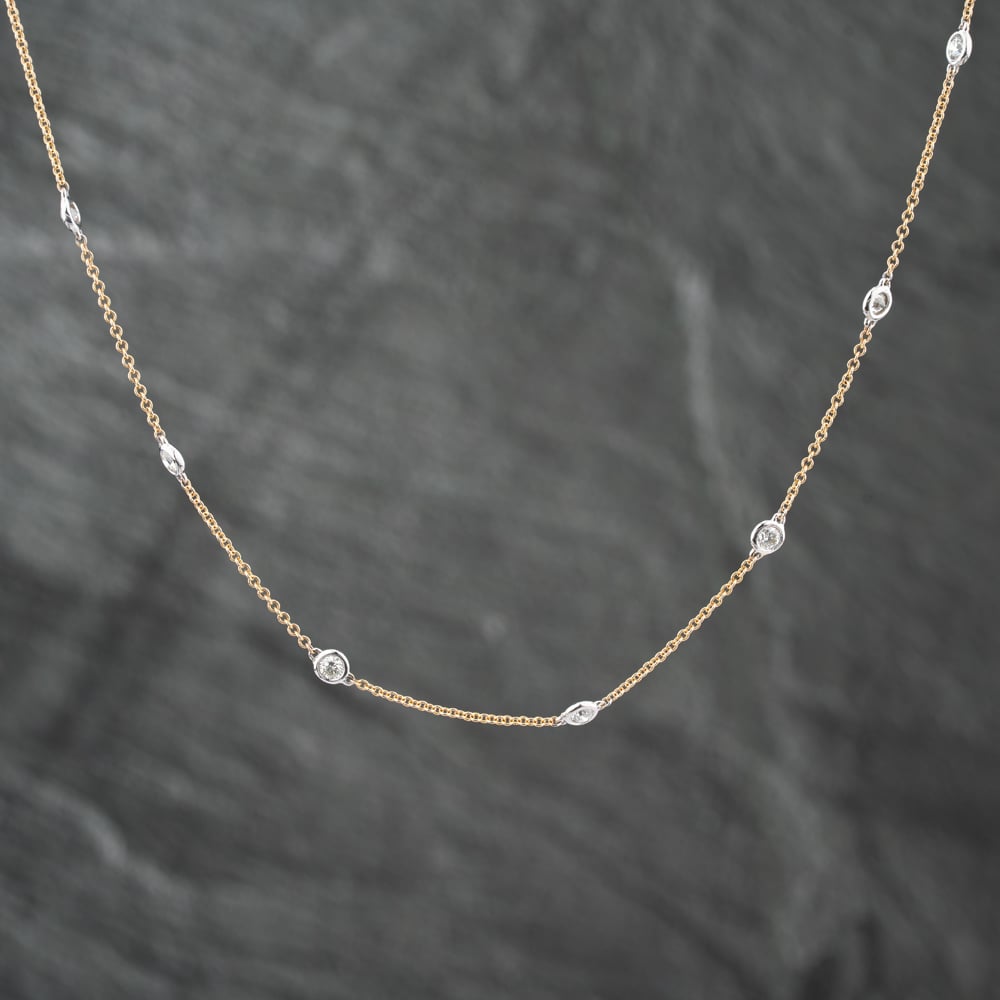 Pre-Owned 14ct Yellow Gold 0.96ct Brilliant Cut Diamond Set 16-18 Inch Trace 43141217