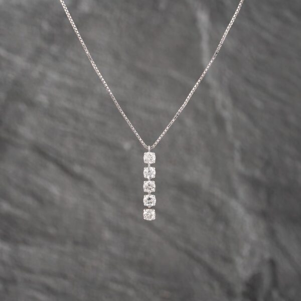 Pre-Owned Platinum 1.00ct Brilliant Cut Diamond Five Stone Pendant & 16-18 Inch Box Chain 43141252