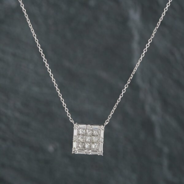 Pre-Owned 14ct White Gold 0.66ct Diamond Pendant & 18 Inch Trace Chain 4314152