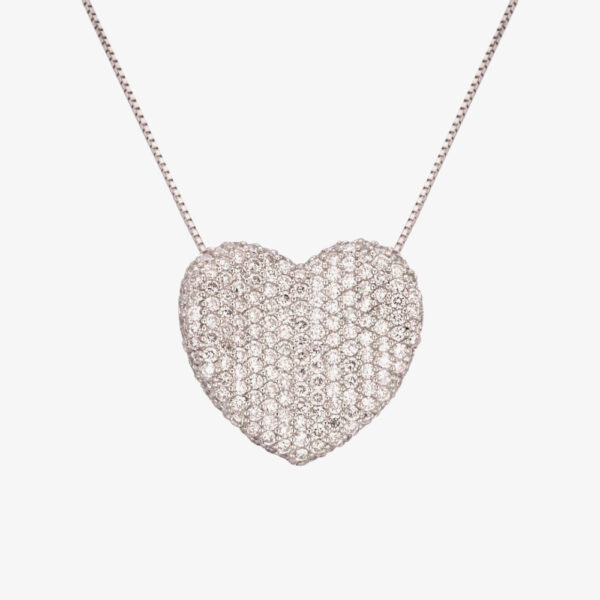 Pre-Owned Platinum 18 Inch 2.20ct Pave Diamond Heart Necklace 4314181