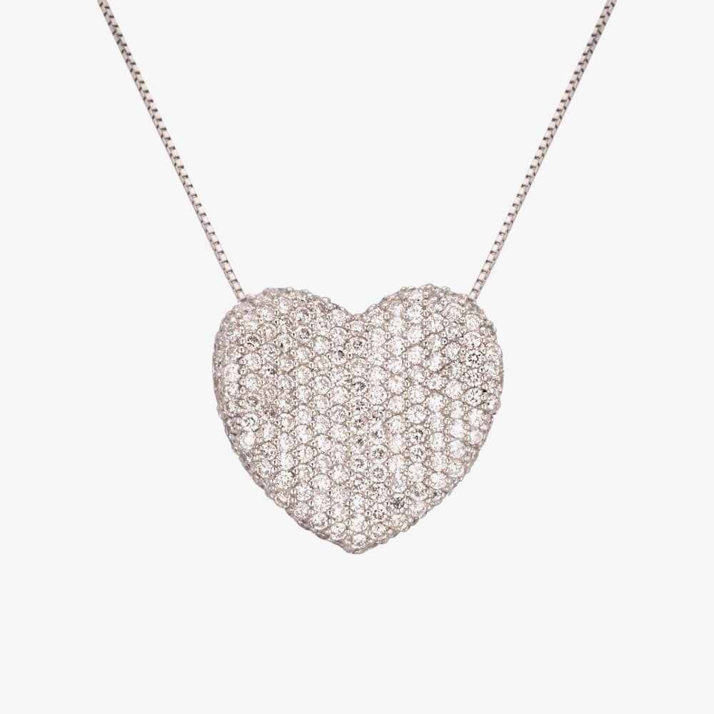 Pre-Owned Platinum 18 Inch 2.20ct Pave Diamond Heart Necklace 4314181