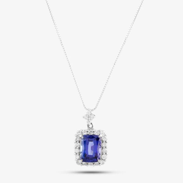 Pre-Owned Platinum 2.54ct Tanzanite & 0.47ct Diamond Pendant & 18 Inch Box Chain 4314186