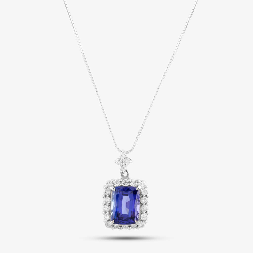 Pre-Owned Platinum 2.54ct Tanzanite & 0.47ct Diamond Pendant & 18 Inch Box Chain 4314186
