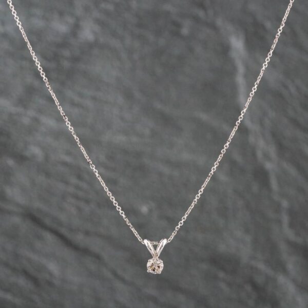 Pre-Owned White Gold 0.20ct Brilliant Cut Diamond Pendant & 18 Inch Trace Chain 4314191