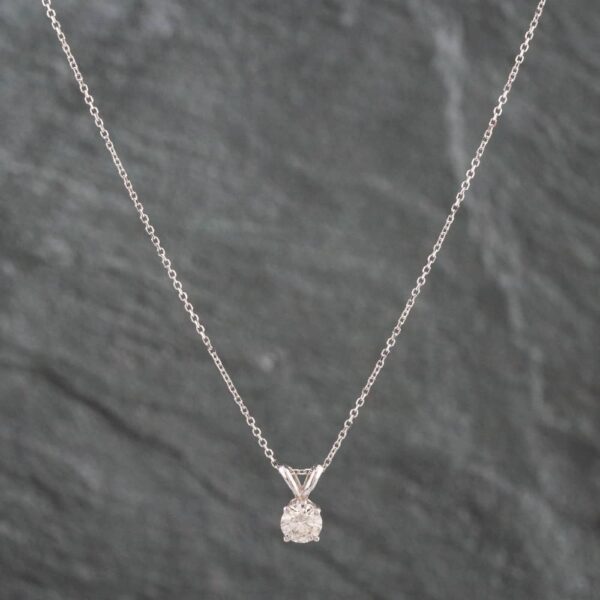 Pre-Owned White Gold 0.50ct Brilliant Cut Diamond Pendant & 18 Inch Trace Chain 4314214