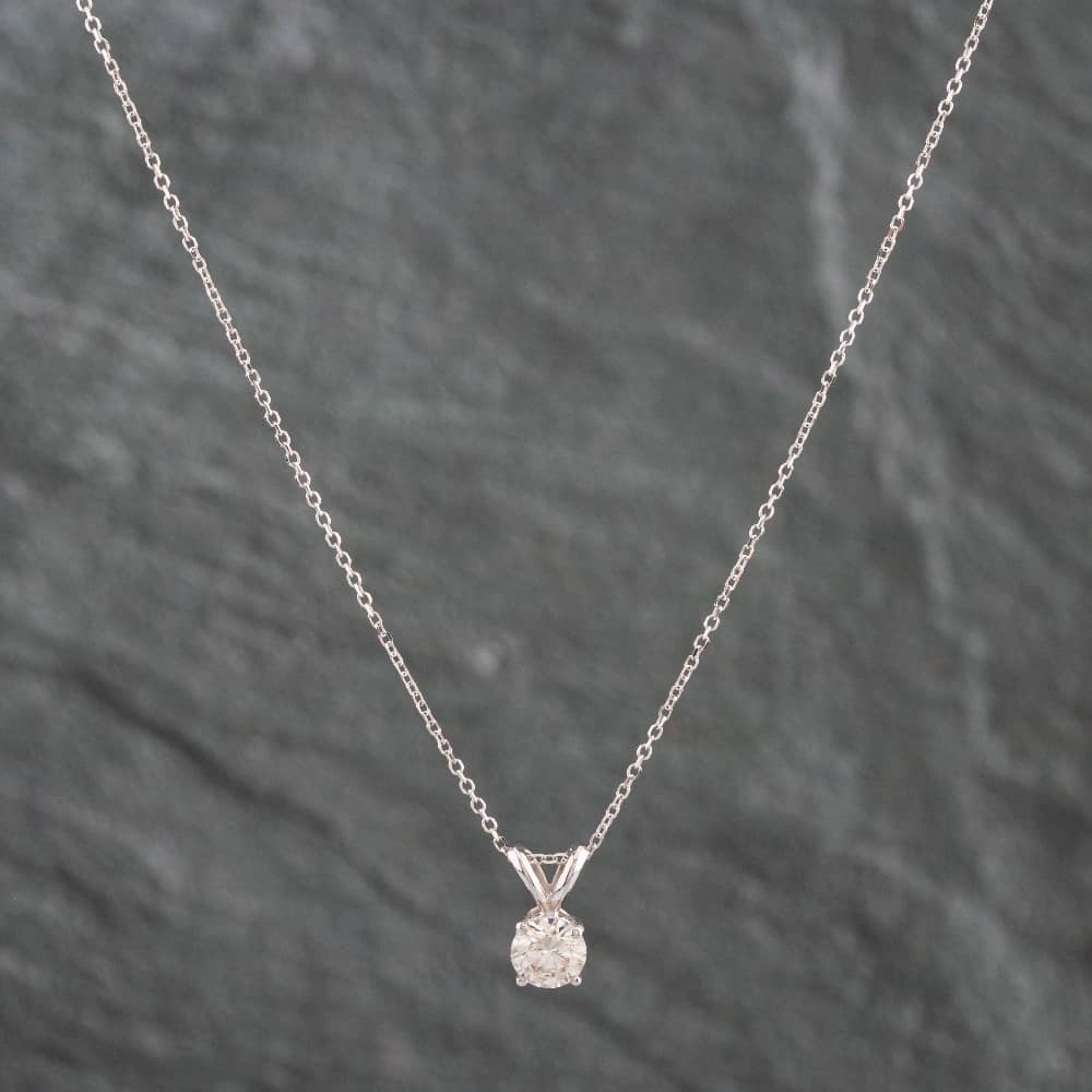 Pre-Owned White Gold 0.50ct Brilliant Cut Diamond Pendant & 18 Inch Trace Chain 4314214