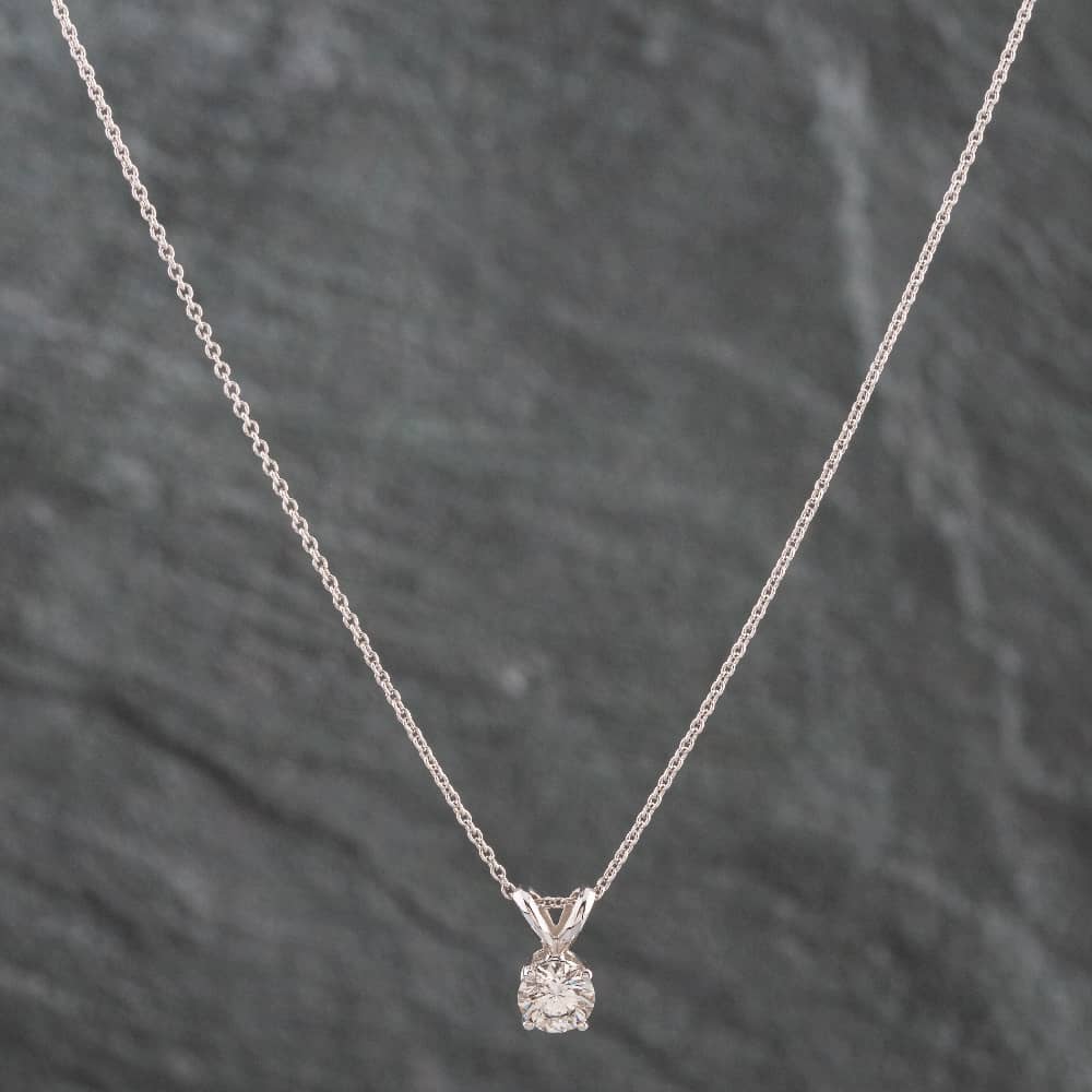 Pre-Owned White Gold 0.50ct Brilliant Cut Diamond Pendant & 18 Inch Trace Chain 4314222