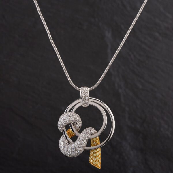 Pre-Owned 18ct Two Colour Gold Diamond Swirl Pendant 4314591