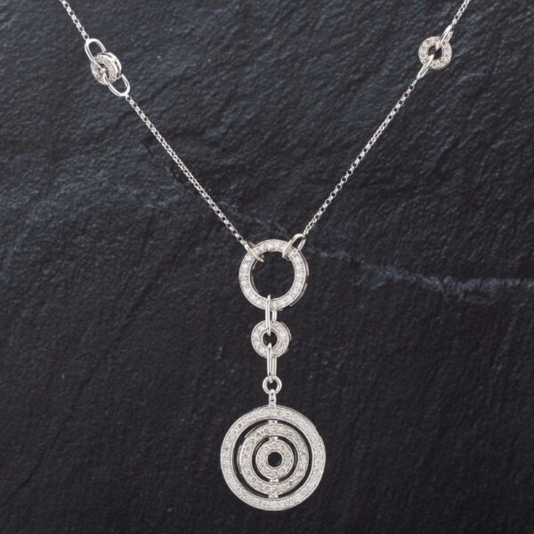 Pre-Owned 14ct White Gold 16" Circle Diamond Necklet 4314592