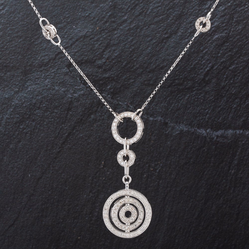 Pre-Owned 14ct White Gold 16" Circle Diamond Necklet 4314592