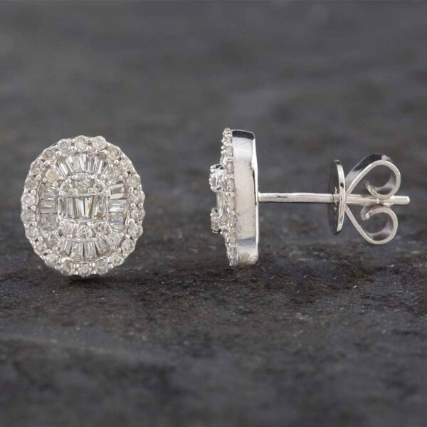 Pre-Owned 14ct White Gold 0.60ct Diamond Oval Stud Earrings 43170128