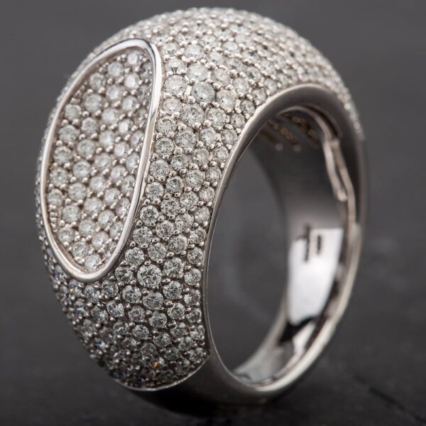 Pre-Owned 18ct White Gold 3.55ct Diamond Large Domed Bucherer Ring 4328195