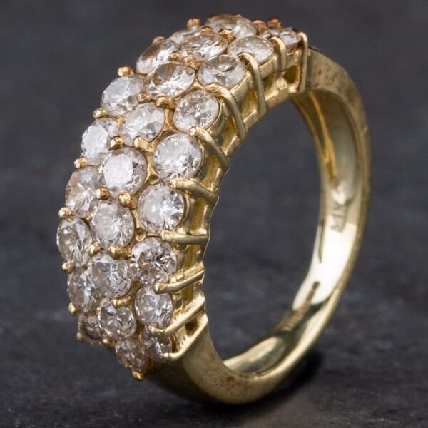 Pre-Owned 14ct Yellow Gold Diamond Three Row Band Ring 4328765