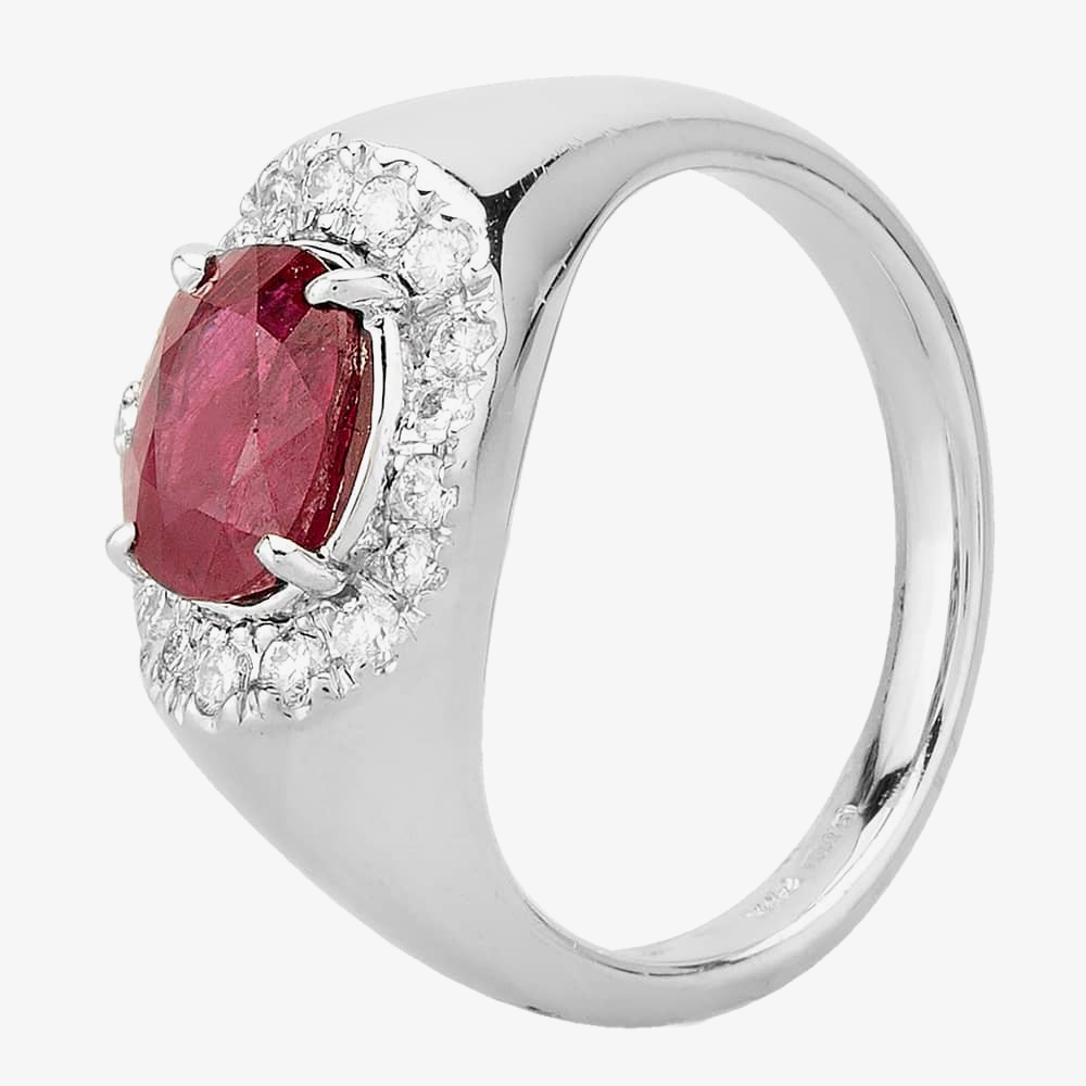 Pre-Owned Platinum 1.50ct Ruby & 0.20ct Diamond Cluster Ring 4335039