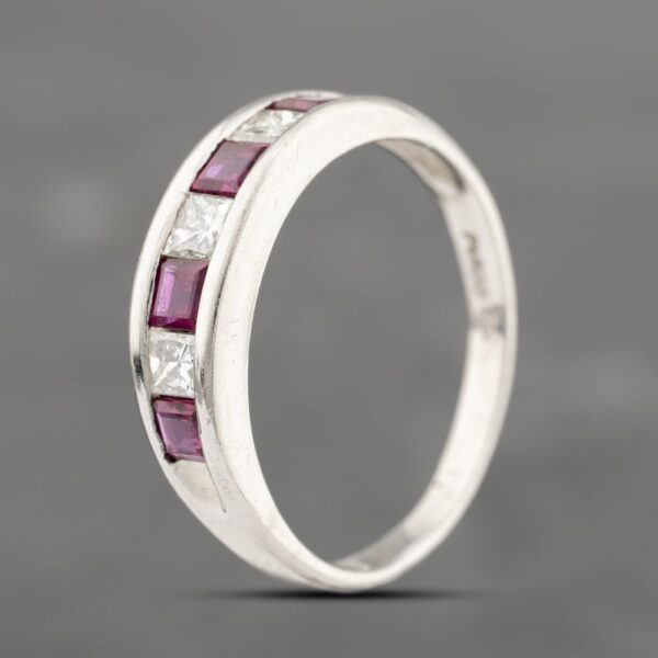 Pre-Owned Platinum 0.73ct Ruby & 0.43ct Diamond Half Eternity Ring 43351061