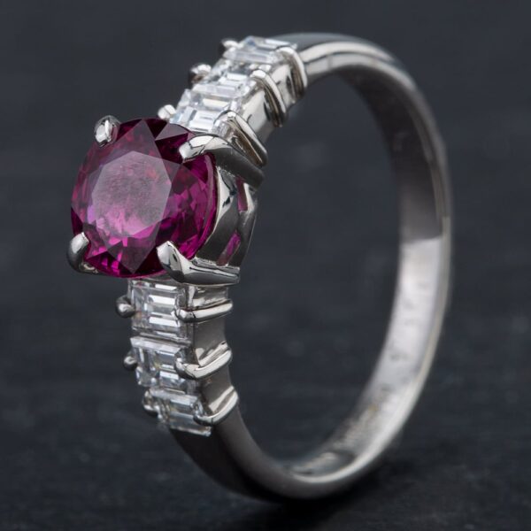 Pre-Owned Platinum 1.29ct Ruby & Brilliant 0.48ct Diamond Shoulders Ring 4335154