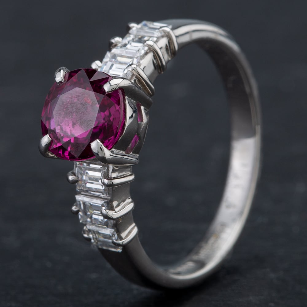 Pre-Owned Platinum 1.29ct Ruby & Brilliant 0.48ct Diamond Shoulders Ring 4335154