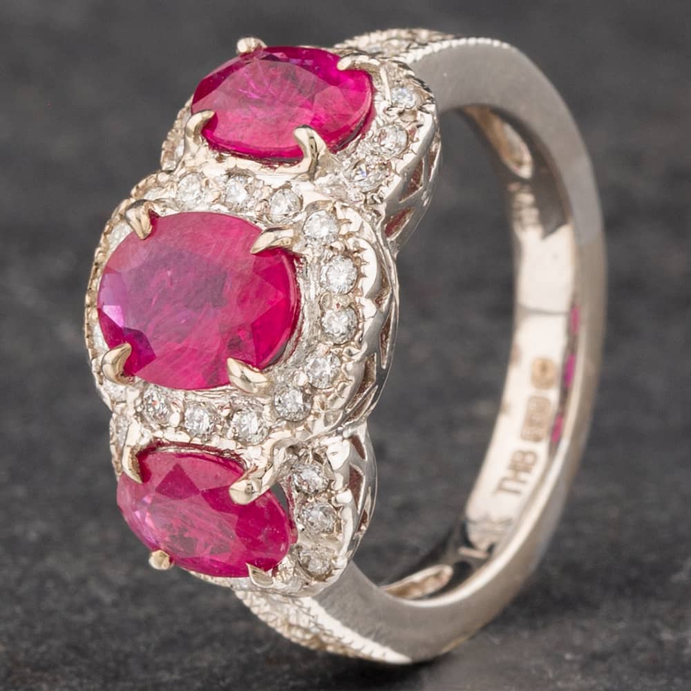 Pre-Owned 14ct White Gold 3.40ct Ruby & 0.44ct Diamond Cluster Ring 4335171