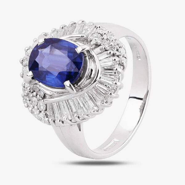 Pre-Owned Platinum 2.35ct Sapphire & 1.08ct Diamond Halo Ring 4336023