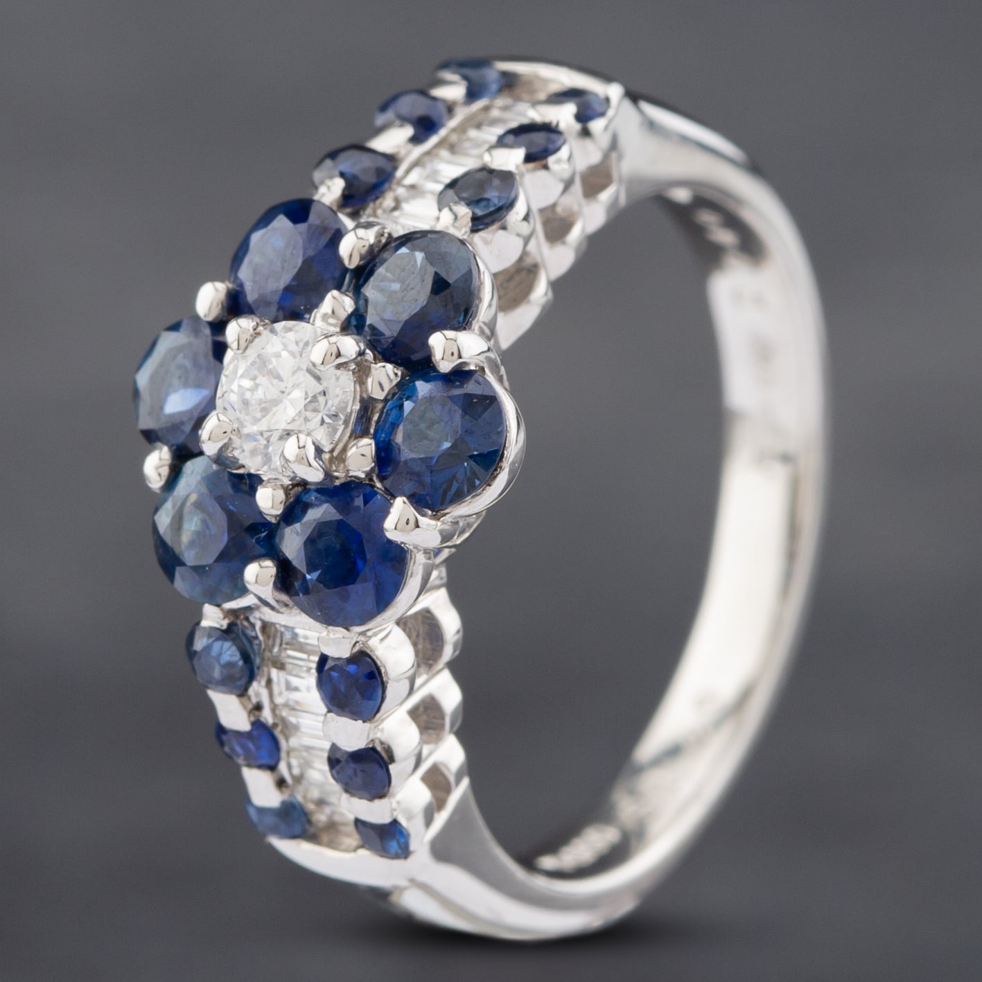 Pre-Owned Platinum 1.40ct Sapphire & 0.40ct Diamond Cluster Ring 43361118