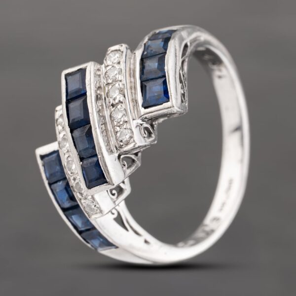 Pre-Owned Platinum 1.52ct Sapphire & 0.13ct Diamond Five Row Dress Ring 43361151