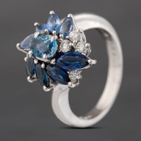 Pre-Owned Platinum Multi Stone & 0.23ct Diamond Fancy Cluster Ring 43361171