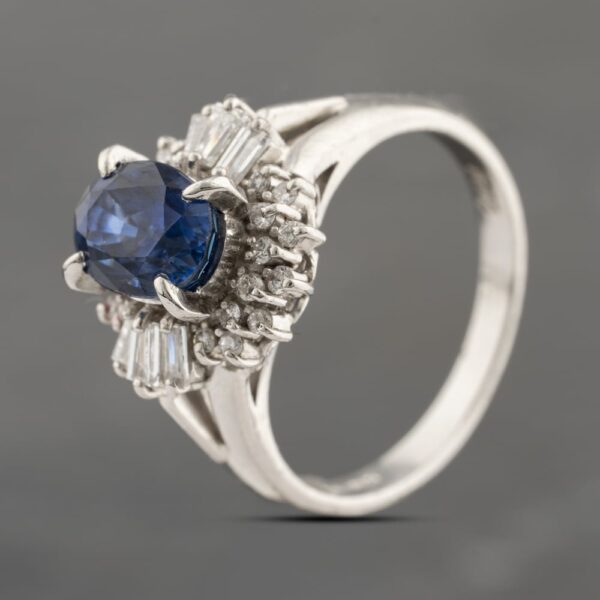 Pre-Owned Platinum 1.90ct Sapphire & 0.35ct Diamond Oval Cluster Ring 43361175