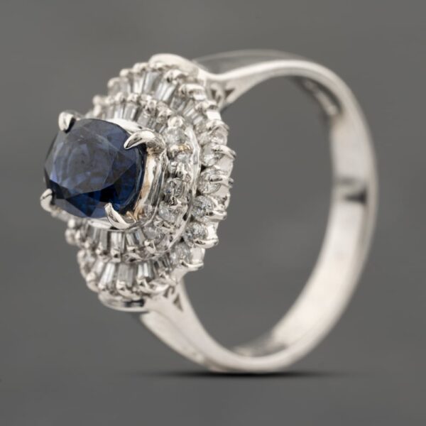 Pre-Owned Platinum 1.22ct Sapphire & 0.56ct Diamond Oval Cluster Ring 43361188