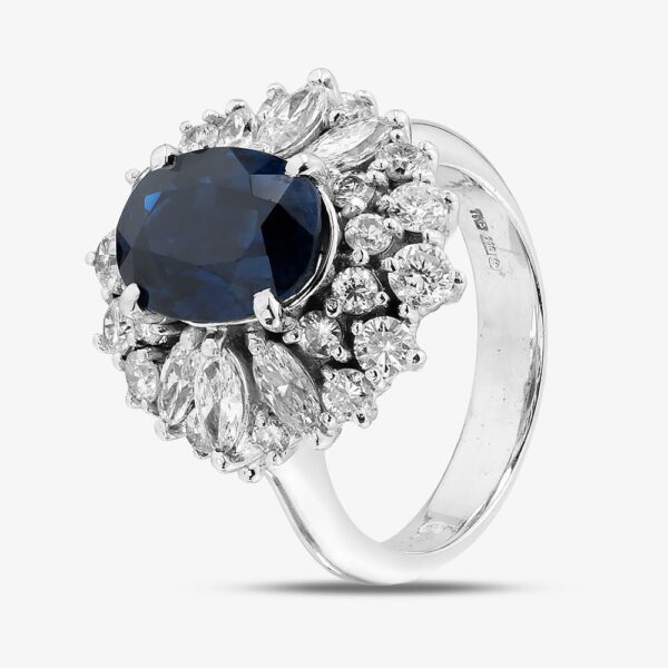 Pre-Owned Platinum 3.33ct Sapphire & 1.45ct Diamond Oval Cluster Ring 43361201