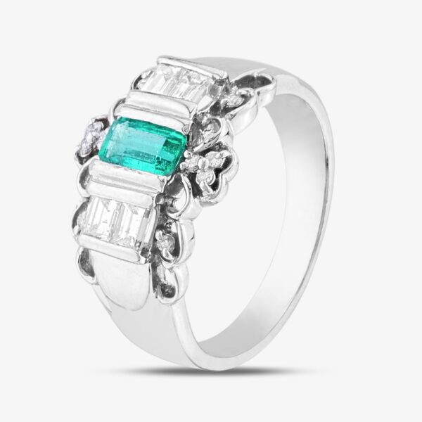 Pre-Owned Platinum Emerald & Emerald Cut Diamond Fancy Ring 43371047