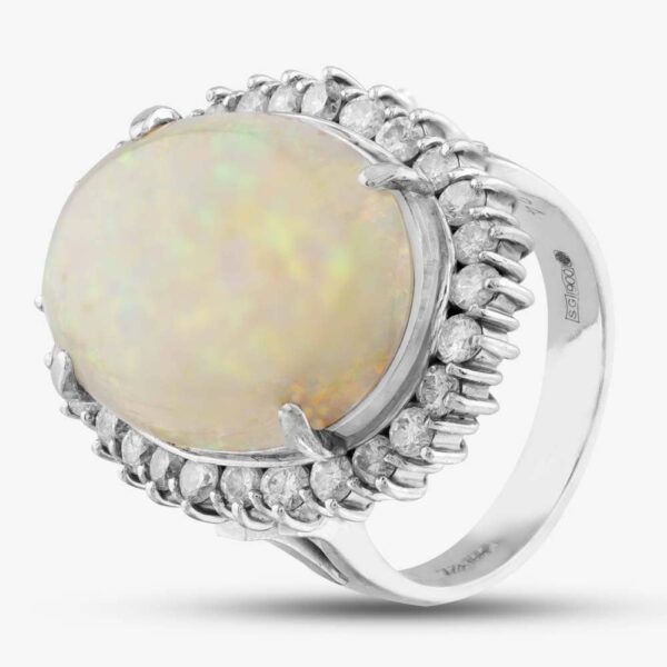 Pre-Owned Platinum 7.66ct Opal & 1.24ct Brilliant Cut Diamond Cluster Ring 433800125