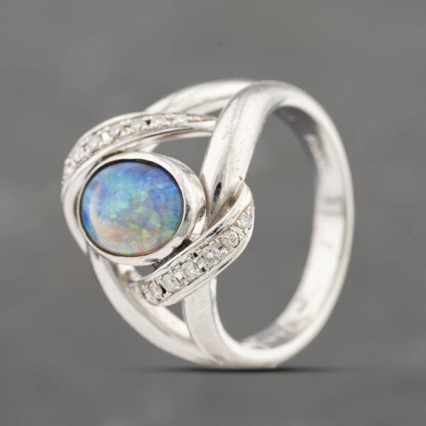 Pre-Owned Platinum 1.60ct Opal & 0.18ct Diamond Fancy Dress Ring 43381026
