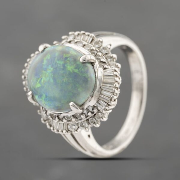 Pre-Owned Platinum 3.44ct Opal & 0.72ct Diamond Oval Cluster Ring 43381031