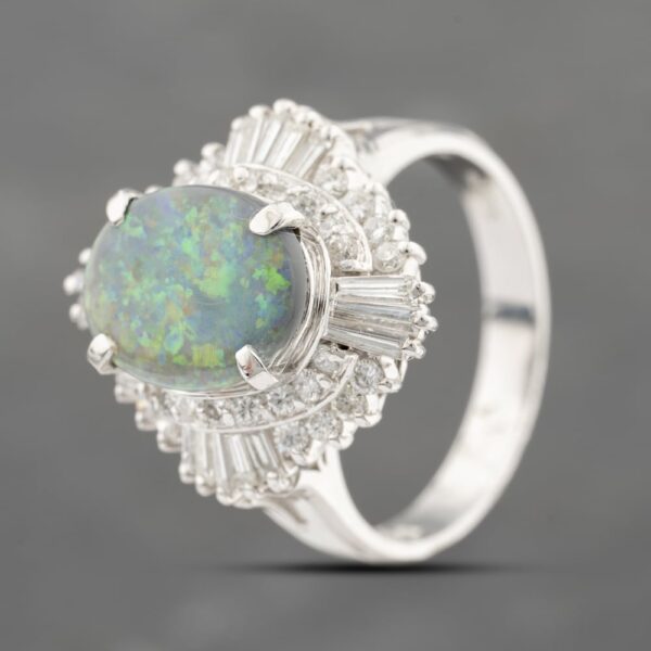 Pre-Owned Platinum 1.37ct Opal & 0.83ct Diamond Oval Cluster Ring 43381033