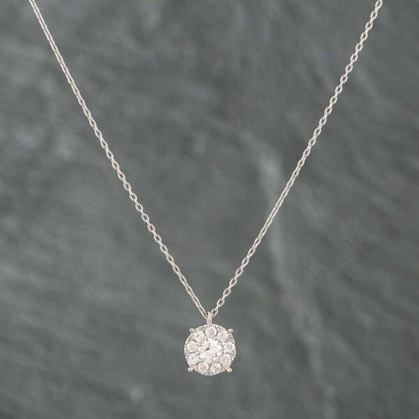 Pre-Owned Platinum 0.47ct Brilliant Cut Diamond Round Cluster Pendant & 16-18 Inch Trace Chain 43141572