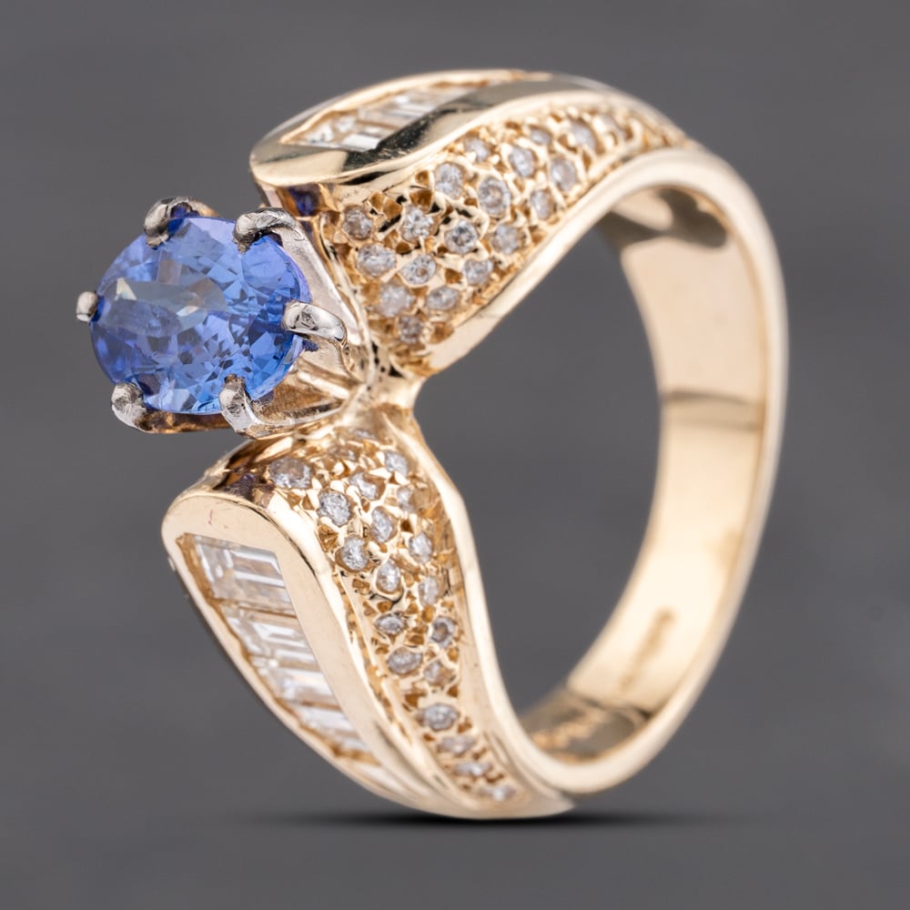 Pre-Owned 14ct Yellow Gold Tanzanite & 1.25ct Diamond Dress Ring 43411029