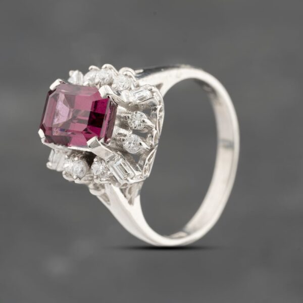 Pre-Owned Platinum 2.25ct Garnet & 0.56ct Diamond Rectangular Cluster Ring 43471011