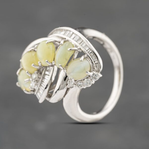 Pre-Owned Platinum 4.66ct Chrysoberyl Cats Eye & 0.64ct Diamond Fancy Cluster Ring 43511006