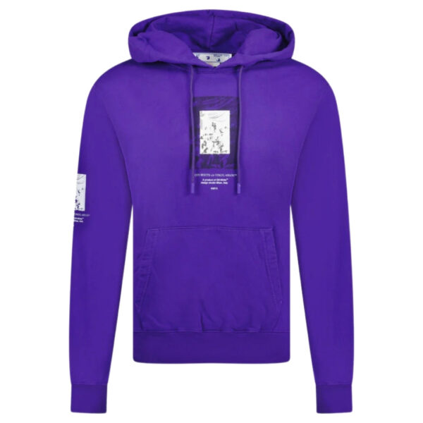 Off-White Mens Paint Mirror Logo Slim Fit Purple Hoodie - Size Small