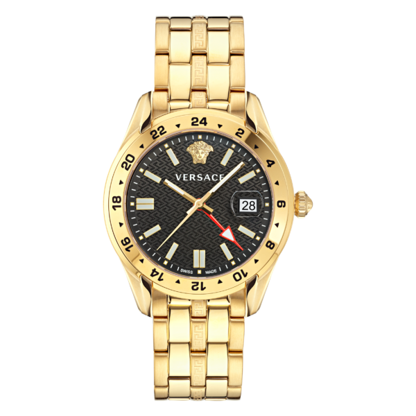 Versace Greca Time Gmt Mens Gold Watch VE7C00723 Stainless Steel (archived) - One Size
