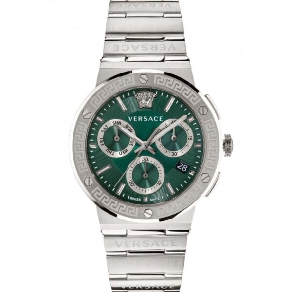 Versace VEZ900121 Greca Logo Chrono Luxury Mens Watch - Silver Stainless Steel - One Size