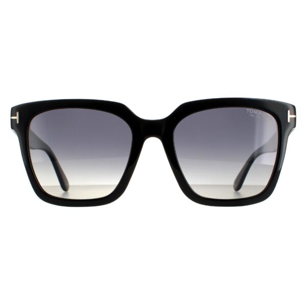 Tom Ford Square Womens Shiny Black Smoke Polarized Selby FT0952 - One Size
